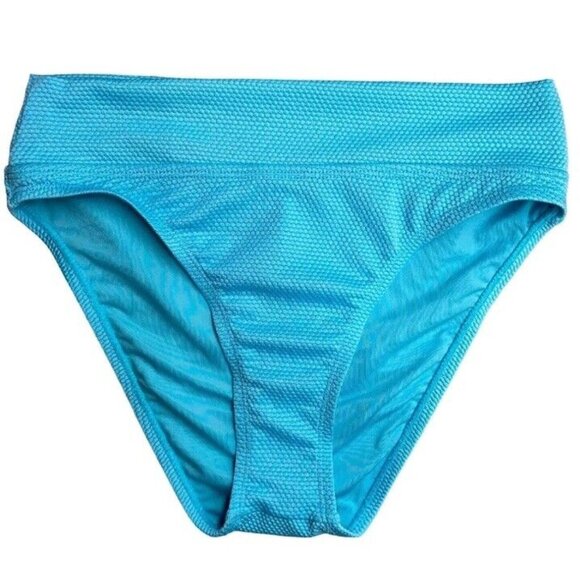 Brand New BCBG Turquoise Blue Textured Pique Bikini Bottoms XXL High Hip 34" NWT - Picture 1 of 15